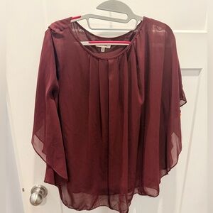 Max Studio Burgundy Sheer Chiffon Blouse XS